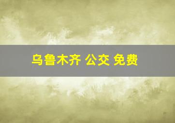 乌鲁木齐 公交 免费